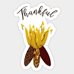 Thankful - Colorful Autumn Indian Corn Sticker
